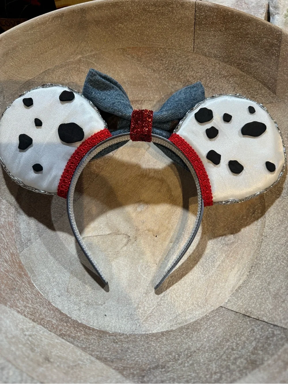 Kids Mouse ears Print Bow Headband - Gray, Red, Cream